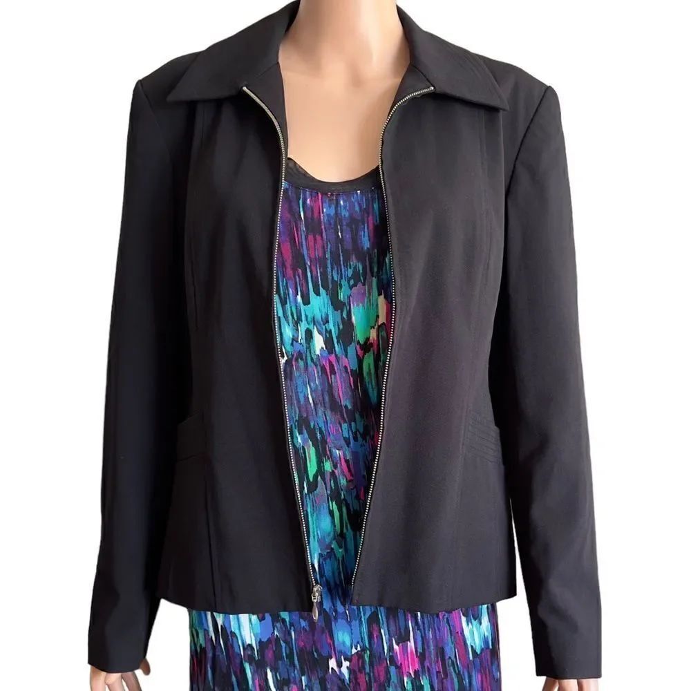 Worthington Works Stretch Separates Black Zip Up Jacket Size 10